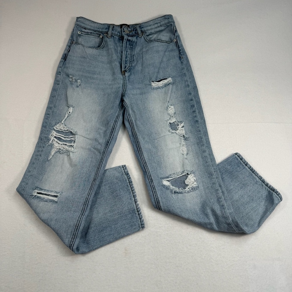 BDG Button Fly Straight Leg Distressed Jeans Women Size 28 High Rise Light Wash